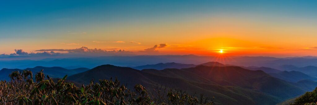 Panoramic Sunset Over Blue Ridge Mountains, NC